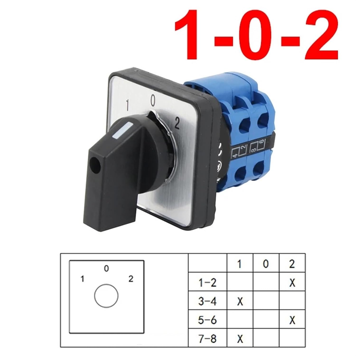 690V 20A Electric 8 Terminals LW26-20/2 LW28-20 YMW26 Series Silver Contact Rotary Changeover Cam Switch(1-0-2)