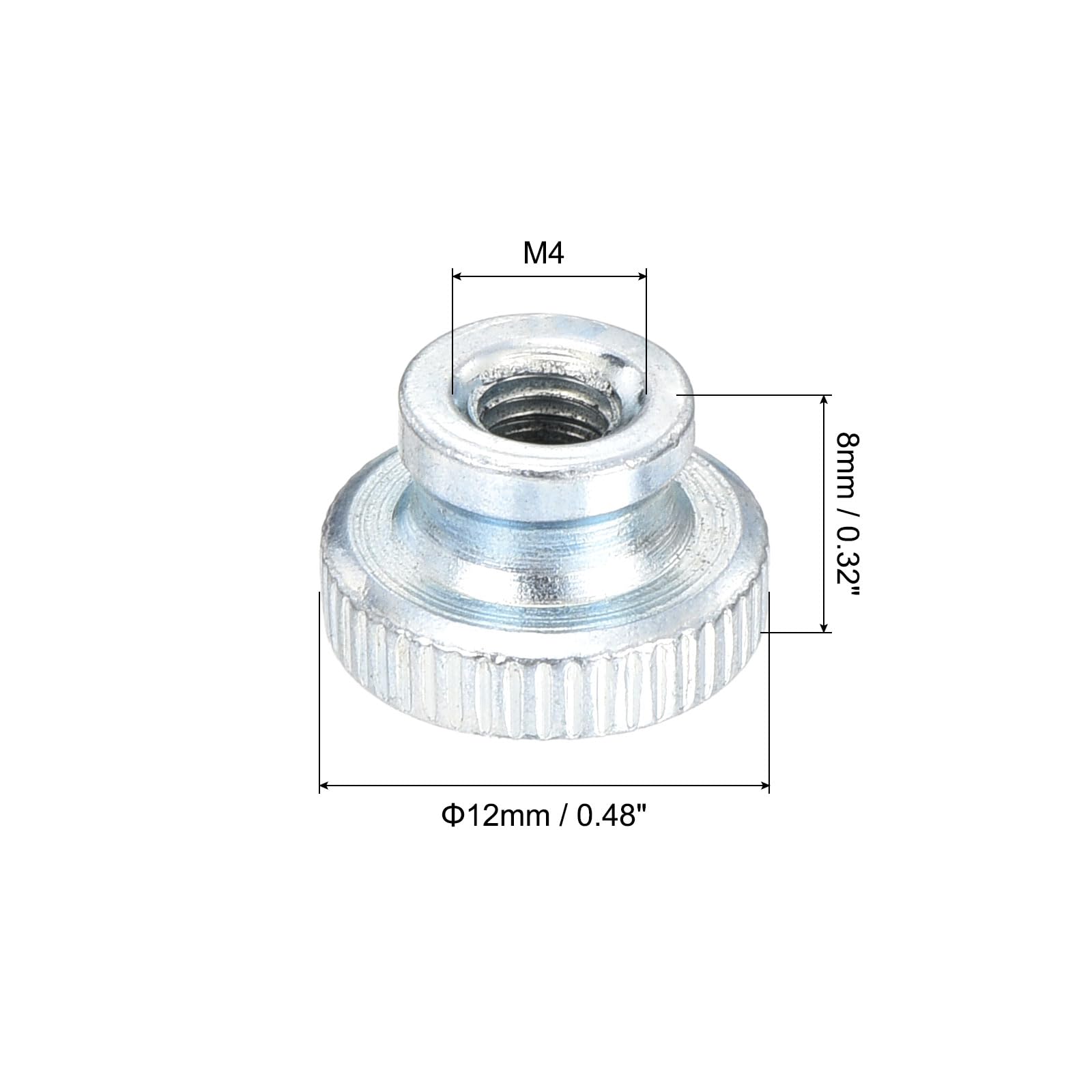 uxcell Knurled Thumb Nuts, 15Pcs M4x0.7mm Iron Round Knobs Fasteners for 3D Printer Parts, Silver Tone