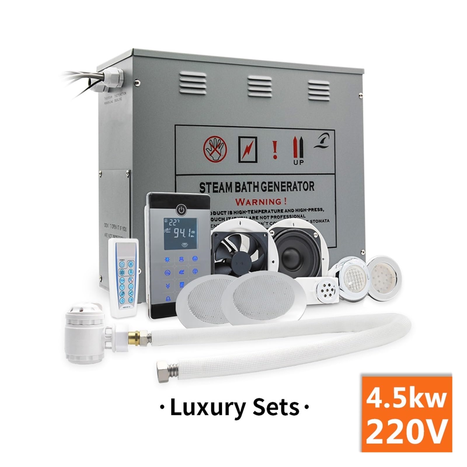 Generatore di Vapore, 4.5KW AC Bagno di e bagnato Sauna nerator con doccia Spa Accessori Valvola di sicurezza in ottone Scarico automatico a e(VSC045-4.5KW-H-P)