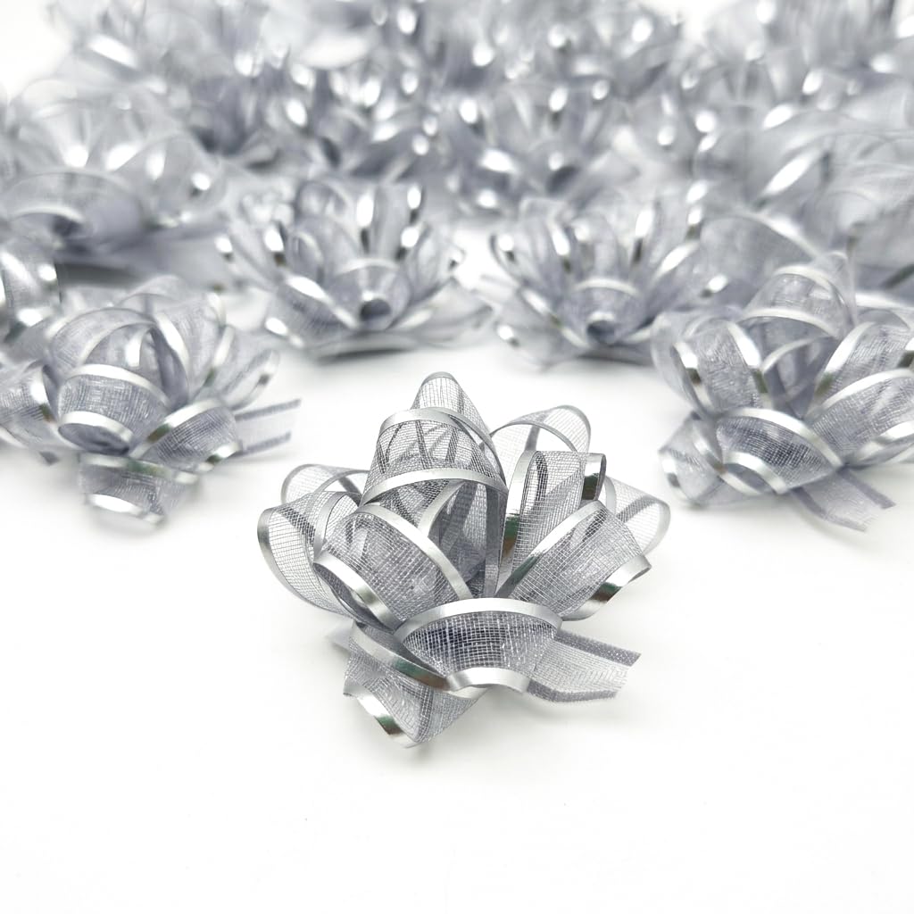 ZYOOO Silver Gift Bows,18 Pcs Self-adhesive Bows Assortment,Presents Baskets Bags Decorations for Christmas,Xmas,Birthday Christmas,Graduation,Wedding,Party — image 1