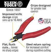 Vista 2 de Klein Tools D275-5 Alicates de corte diagonal, fabricados en EE. UU., micro alicates de alambre y alicates de corte de bridas ajustables compactos