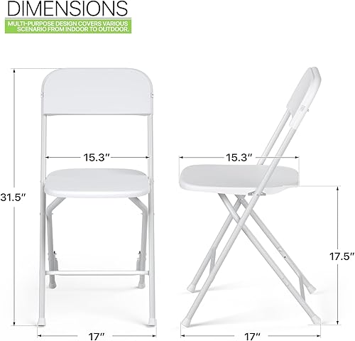 Miniatura 37 de Magshion Sillas plegables de plástico, paquete de 4 sillas de comedor plegables para bodas, fiestas, eventos, exteriores, interiores, silla ligera