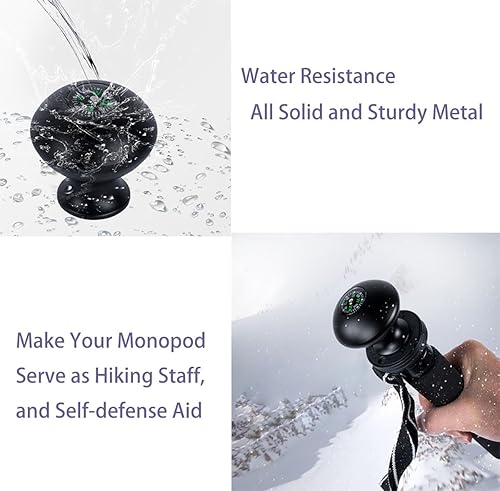 Miniatura 3 de Mango monopie + perilla de agarre para cabeza de bastón de trekking con brújula para senderismo, monopie convertido en bastón