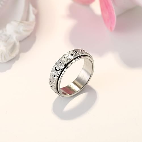 Miniatura 5 de Diamday Fidget Rings for Anxiety for Women Stainless Steel Spinner Ring 6mm Rose Gold Ring Thumb Ring