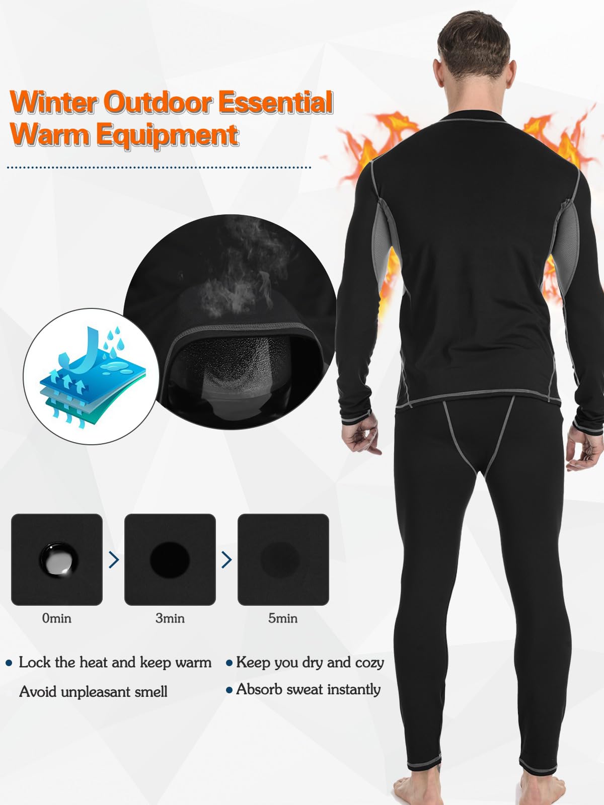 Zestaw warstw podstawowych Mężczyźni Men’s Thermal Underwear Set Compression Base Layer Sports Long Johns