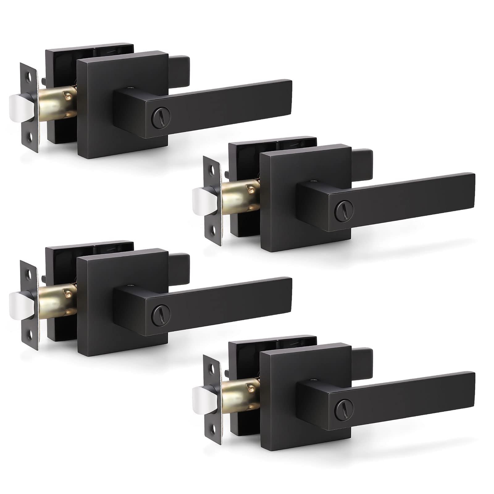 KNOBWELL Matte Black Privacy Door Knobs - Lock Included -6