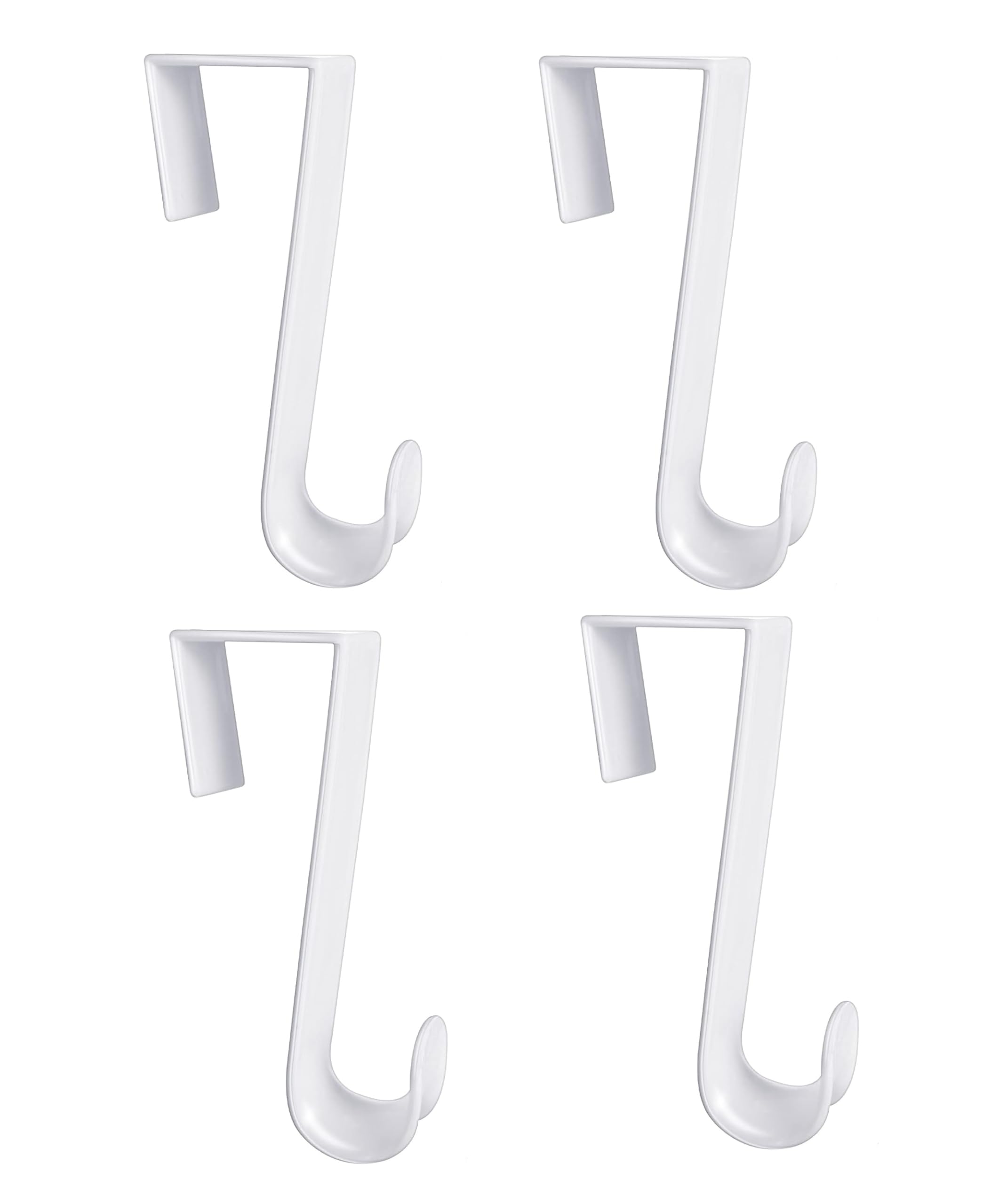 Dependable Industries inc. Essentials Plastic Over The Door Hooks – 4 Pack White Hanging Hooks for Towels, Clothes, Coats – 3.5" Closet Door Hangers for Bedroom, Bathroom, Dorm