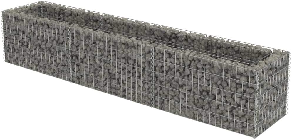 Tidyard Gabion Raised Bed, Large Silver Galvanized Steel Garden Planter Box 106.3x106.3x19.7 Inch for Outdoor Landscape Gardening
