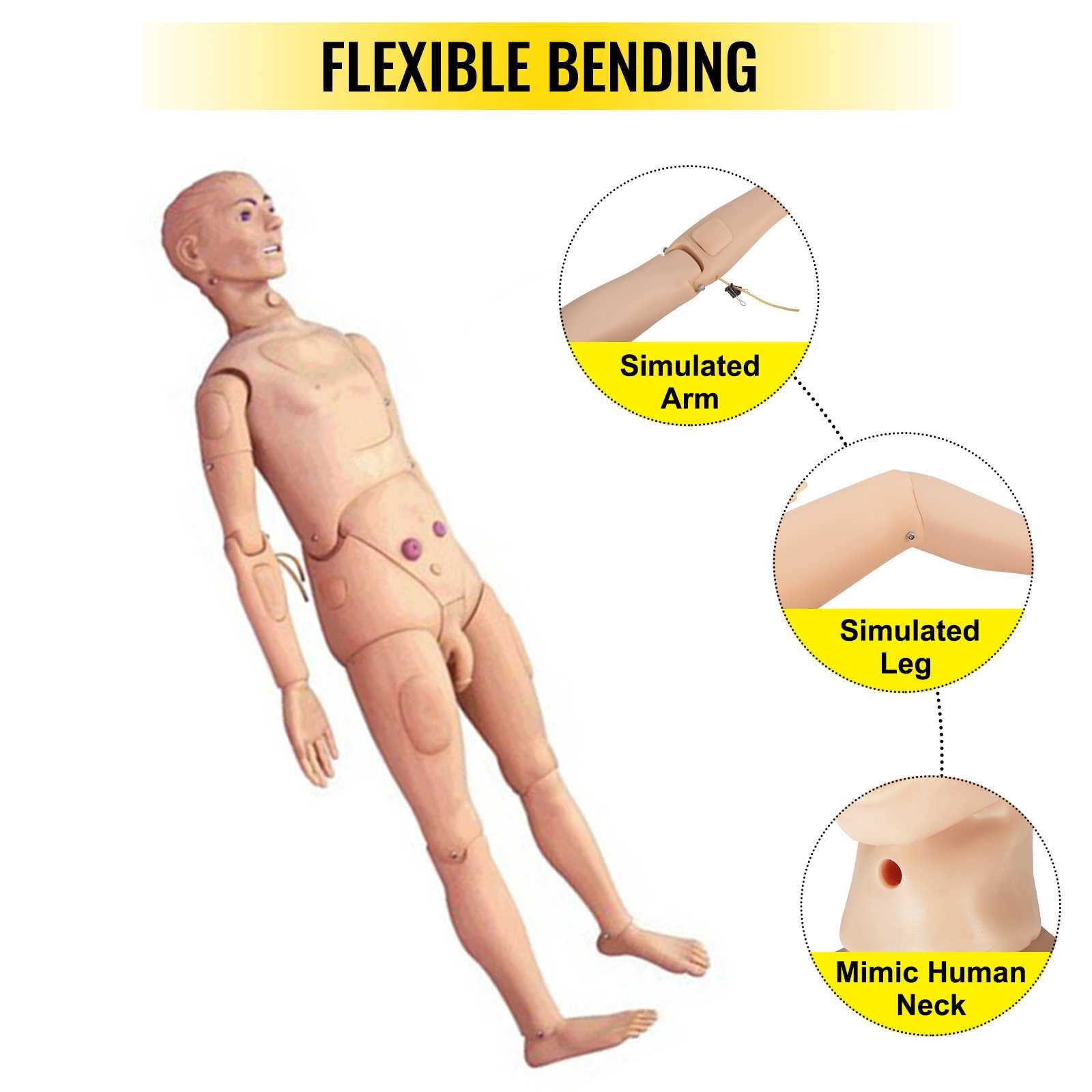 Maniquí de Enfermeria, Maniqui Practicas Enfermeria con Bata Paciente y Módulo Inyección para Practicar Cuidados Básicos Presión Simple Pecho Dedicado Docencia Formación