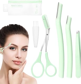 Eyebrow Trim Kit, Eyebrow Grooming Kit,Eyebrow Trimmer Scissors | Eyebrow Clipper, Brow Brush Kit with Protective Cover, Eyebrow Kit for Beginners and Makeup Artists | Ögonbrynskit för män kvinnor, ögonbrynsklippare för kvinnor Ansiktshår Borttagning av inåtväxande hår, Skyddsöverdrag