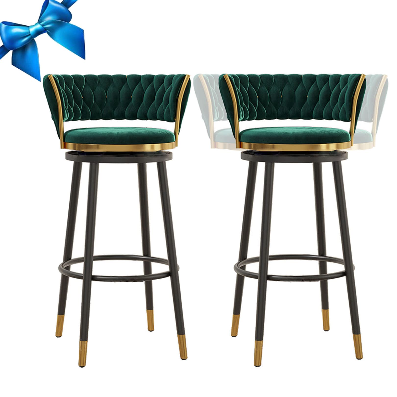 Tabourets de bar en velours vert pour sublimer votre comptoir de cuisine