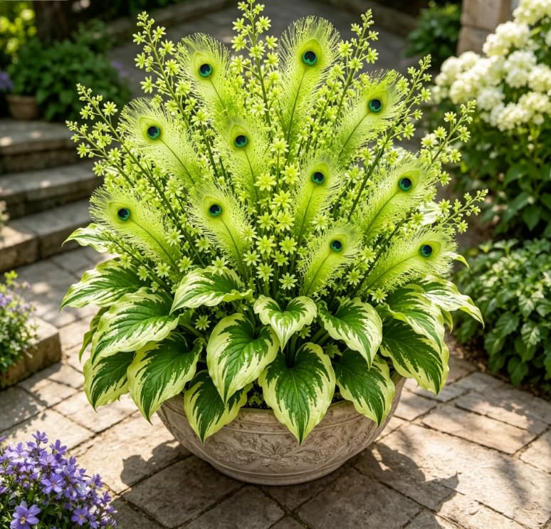 Impressive 'Peacock Flame' Hosta – Shade-Tolerant Perennial- Perennial Easy Grow for Garden Displays-3 Bulbs-D