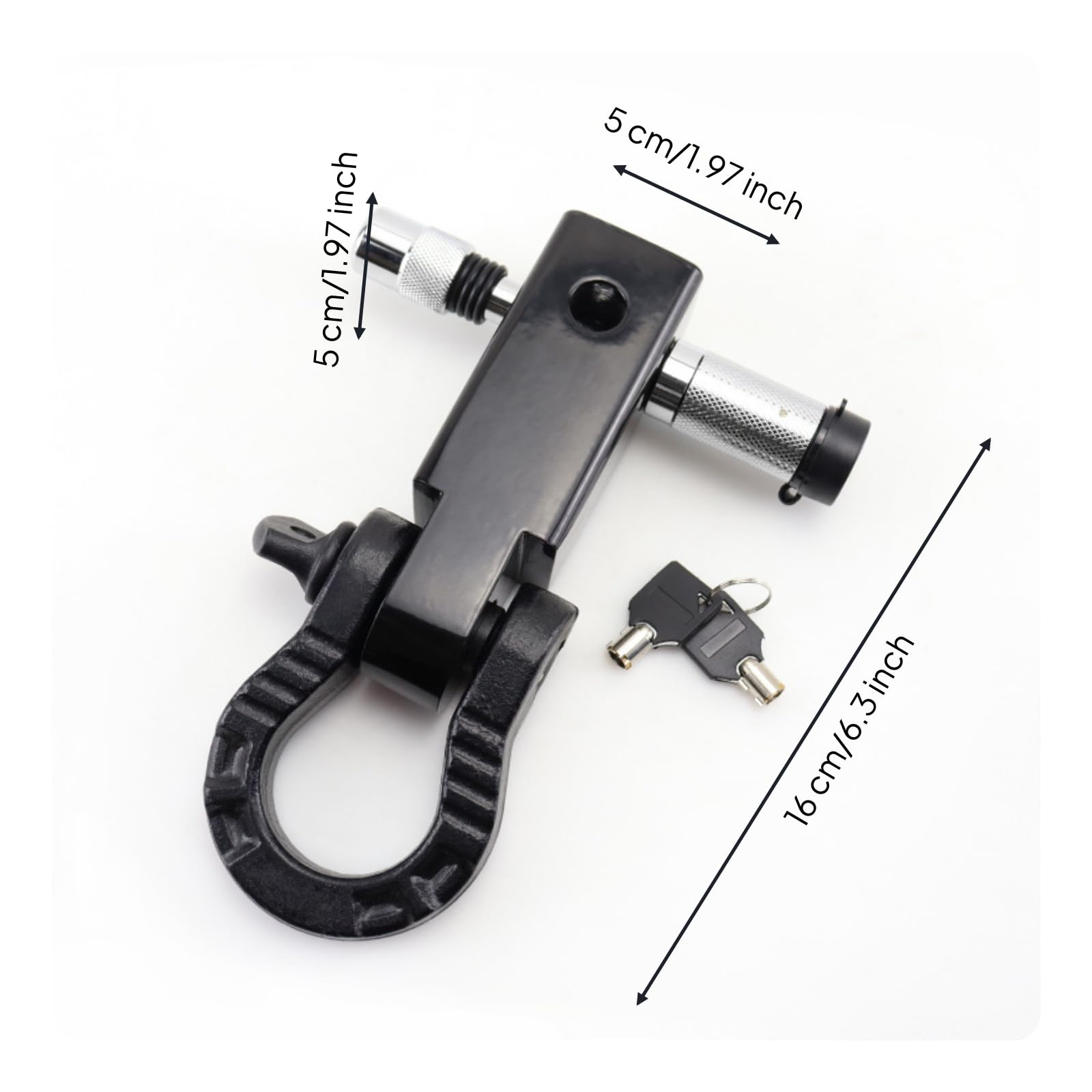 Assemblaggio Gancio Traino Lucchetto per Rimorchio Blocco Serratura con Chiave in Acciaio 45 con Cilindro Rotondo E Corpo Rettangolare Adatto a , Blk Arm - 8T Matte