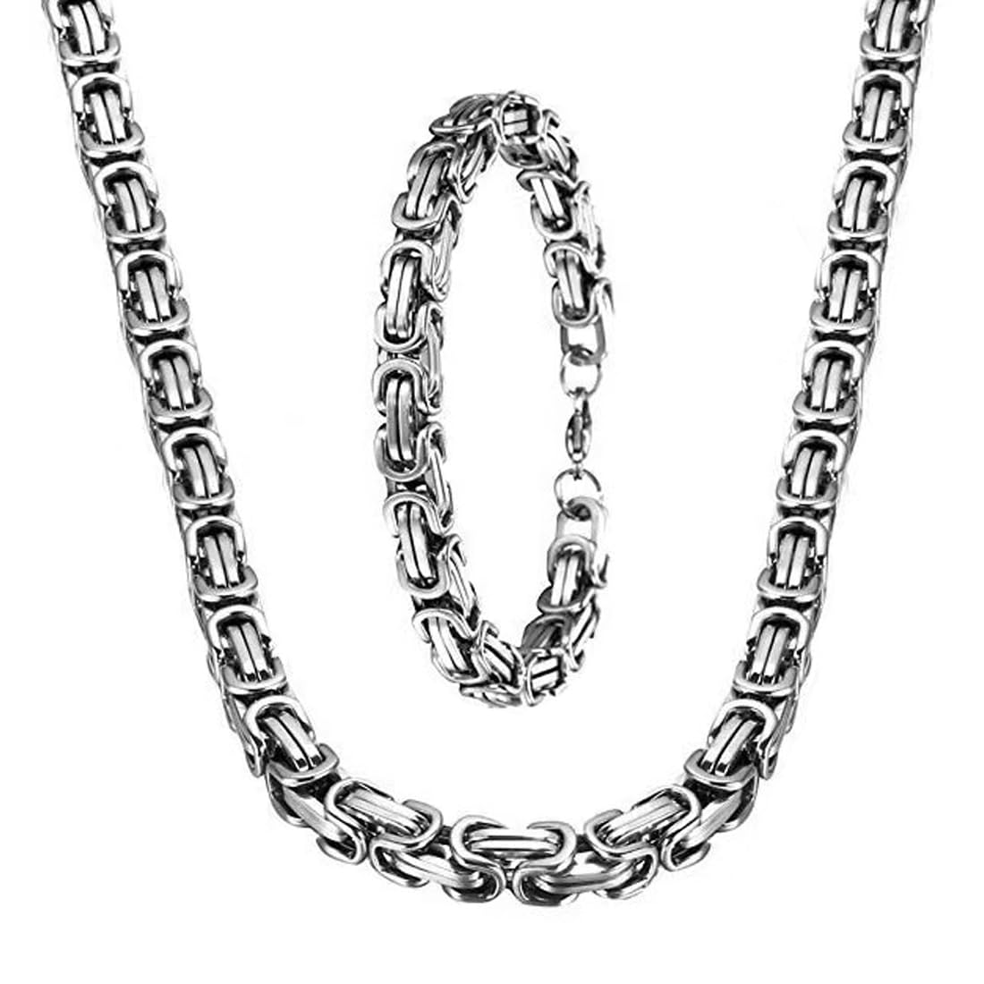 ZAMXHUG Königskette Armband - 2 pcs Silber Edelstahl, 5mm, 2