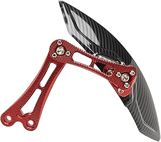 Protector trasero de aluminio para motocicleta con elegante aspecto de impresión de fibra de carbono (rojo)