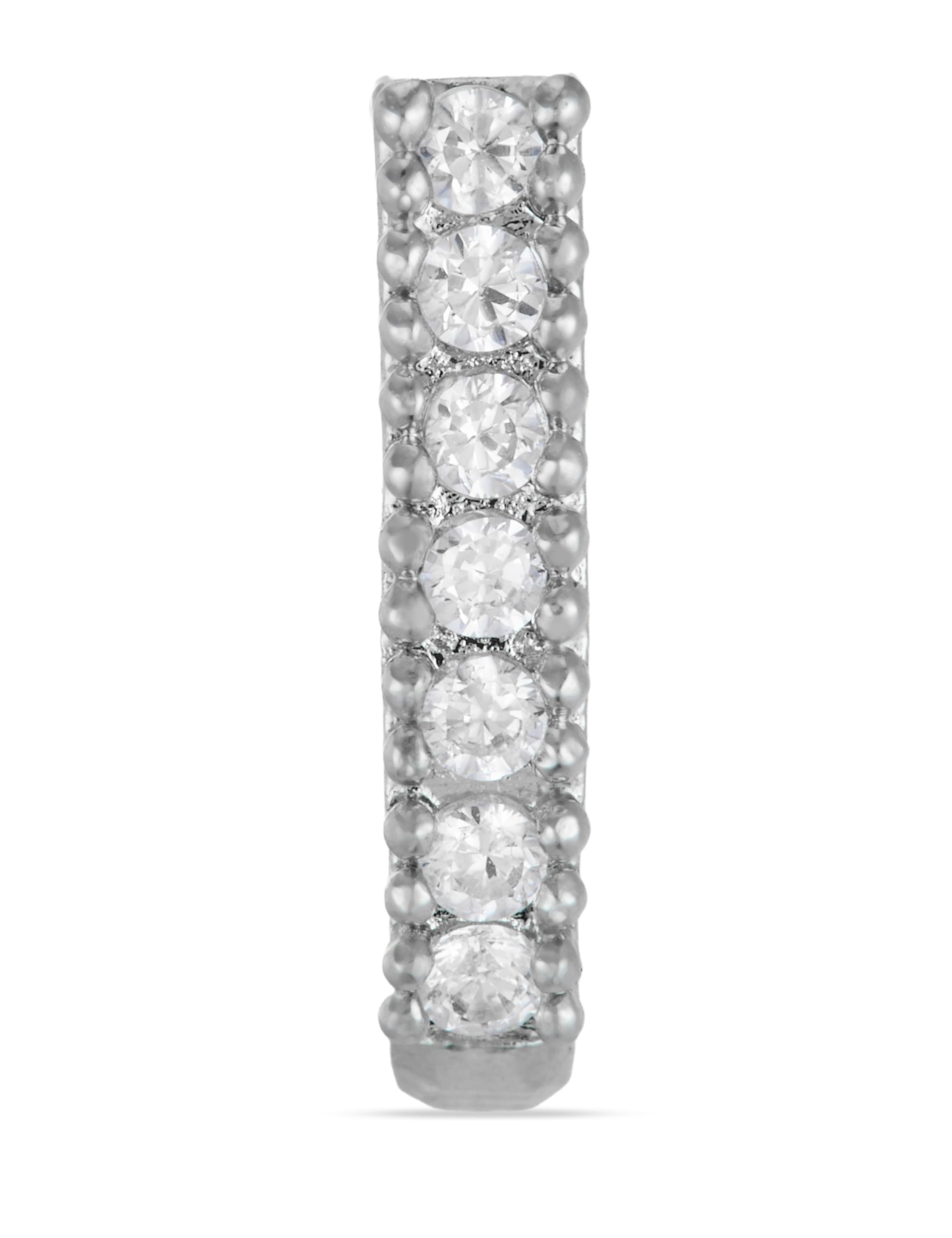 rubans Silver-Plated White CZ- Stone Studded Handcrafted Nose Clip-picture-9