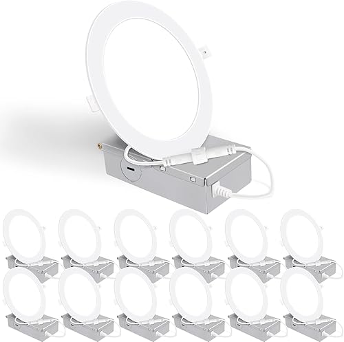 Miniatura 8 de Paquete de 12 luces LED empotrables de techo 5CCT de 6 pulgadas con luz nocturna, 2700 K3000 K3500 K4000 K5000 K seleccionables, iluminación