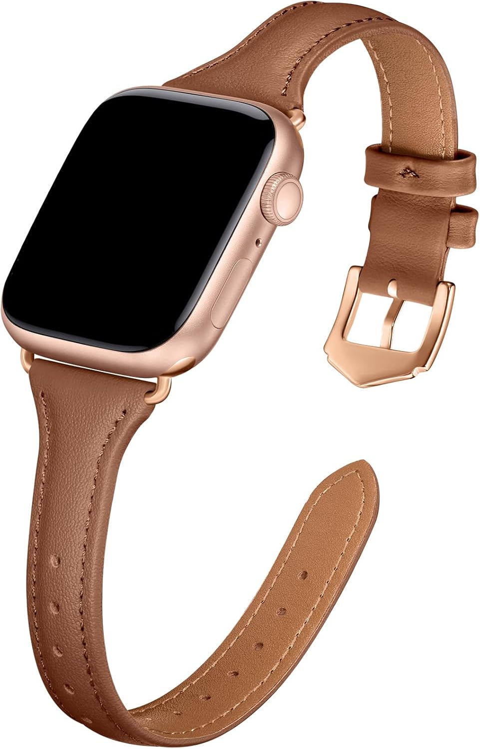 DaQin Slim Leather Band Compatible with Apple Watch Band for Women 40mm 38mm 41mm 42mm 44mm 46mm 45mm 49mm, Top Grain Genuine Leather Wristband for iWatch Band for Women Series 10 9 8 7 6 5 4 3 2 1 SE