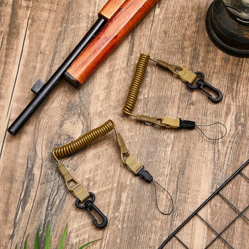 Zonon 2 Pcs Rangefinder Tether Elastic Coiled Safety Strap Retractable Rangefinder Lanyard Equipment Lanyard for Hunting(Khaki,Large)