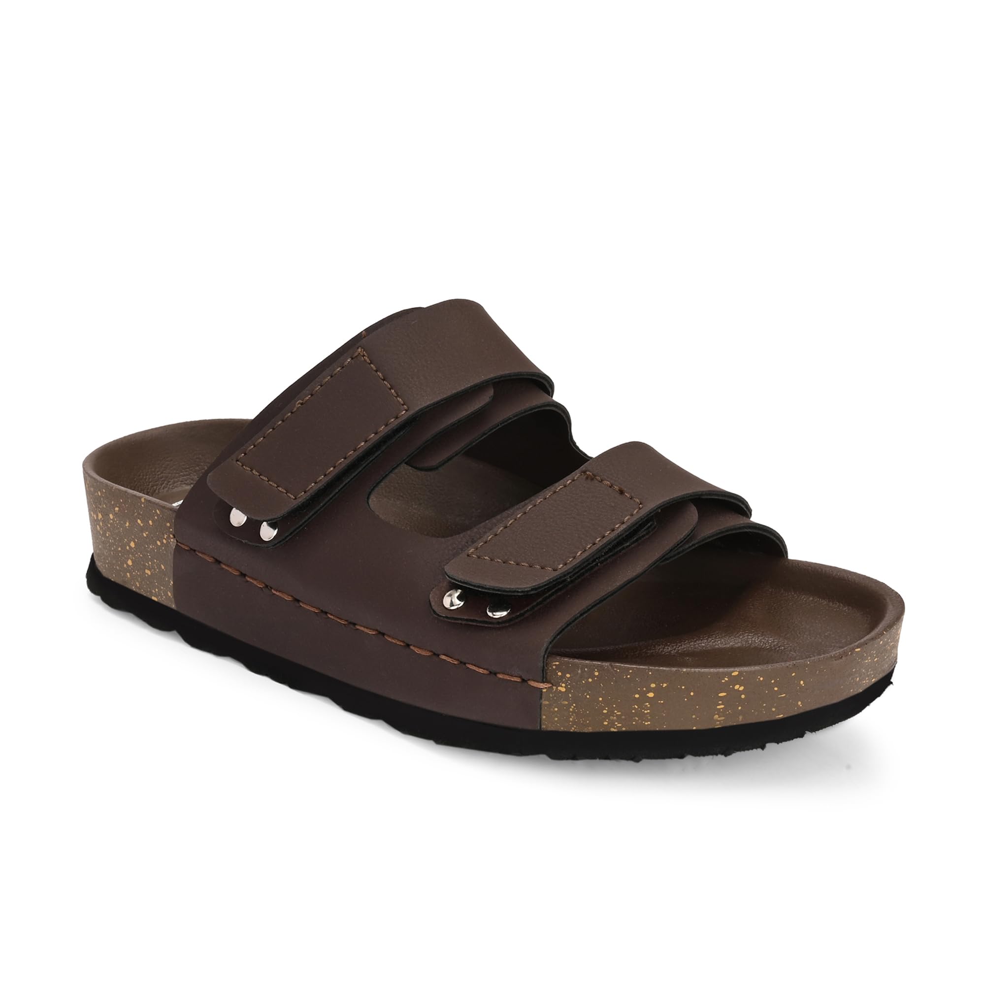 Sandals For Men | Birken-Style Slip-On Cork Slides | Adjustable Double Strap Everyday Wear Slippers For Casual & Office Use