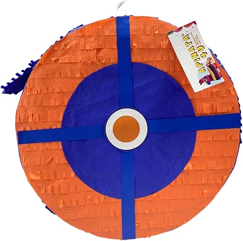 APINATA4U - Piñata de diana de 16 pulgadas, diversión dirigida con colores naranja y azul, tema de pistola de dardos para una fiesta de cumpleaños