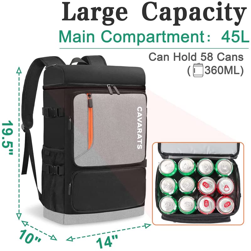 Sac à Dos Isotherme 45L - Étanche et isolé, Garde 58 canettes et vin Froid Pendant 24h - Léger, Grande capacité, idéal pour Pique-Nique, pêche, randonnée, Camping, Parc et Plage
