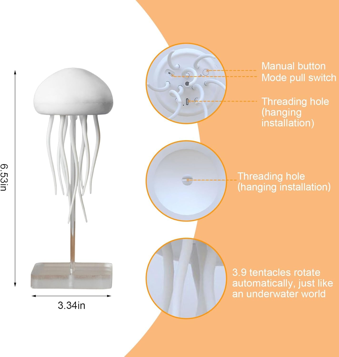 Veilleuse LED En Forme De Méduses Mignonnes, Lampe De Chevet
