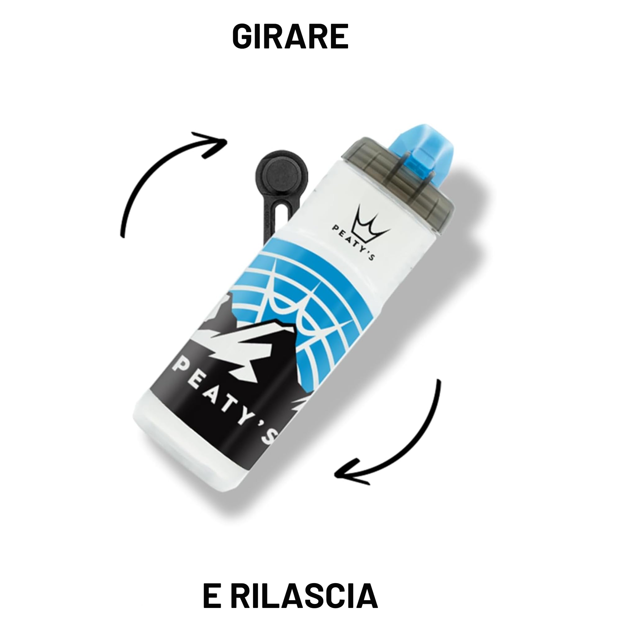 Peaty's Fidlock Lockin, borraccia magnetica da 450 ml per bicicletta, con supporto, accessori per mountain bike e ciclismo, alternativa di alta qualità alla gabbia, torsione e rilascio, trasparente