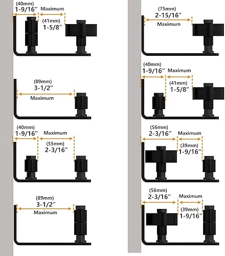 Miniatura 6 de Guía de piso de puerta corredera de granero para parte inferior, 8 opciones de configuración, rodillo ajustable para puertas de todos los tamaños,