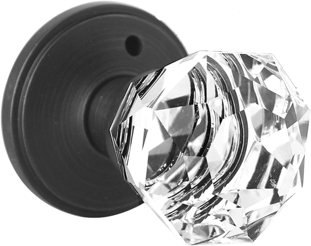 Goldentimehardware Interior Crystal Door Knob Privacy in Oil Rubbed