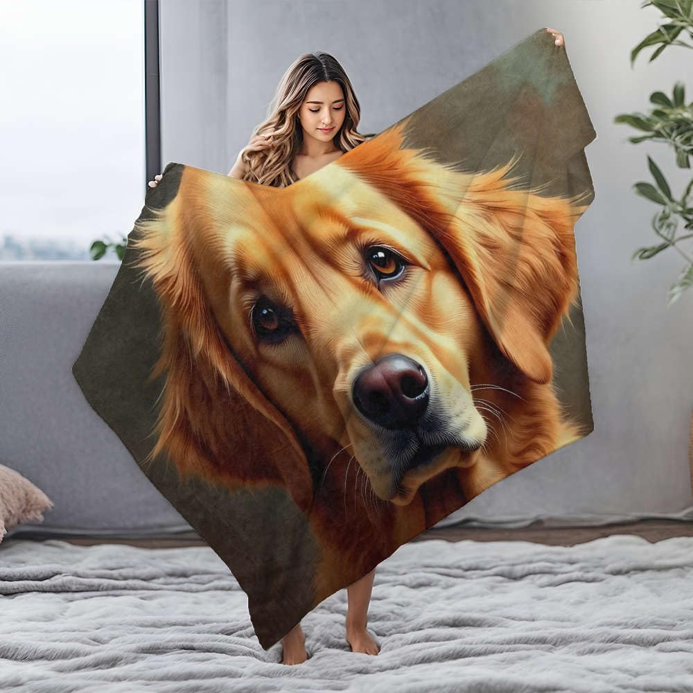 Couverture Golden Retriever bleu, cadeau idéal pour amoureux de chiens