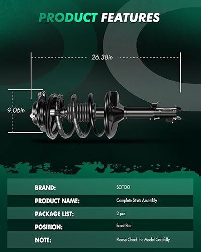Vista 87 de SCITOO Puntales delanteros completos de resorte para Mercedes-Benz C230 08-09, para Mercedes-Benz C250 10-11, Mercedes-Benz C300 08-11