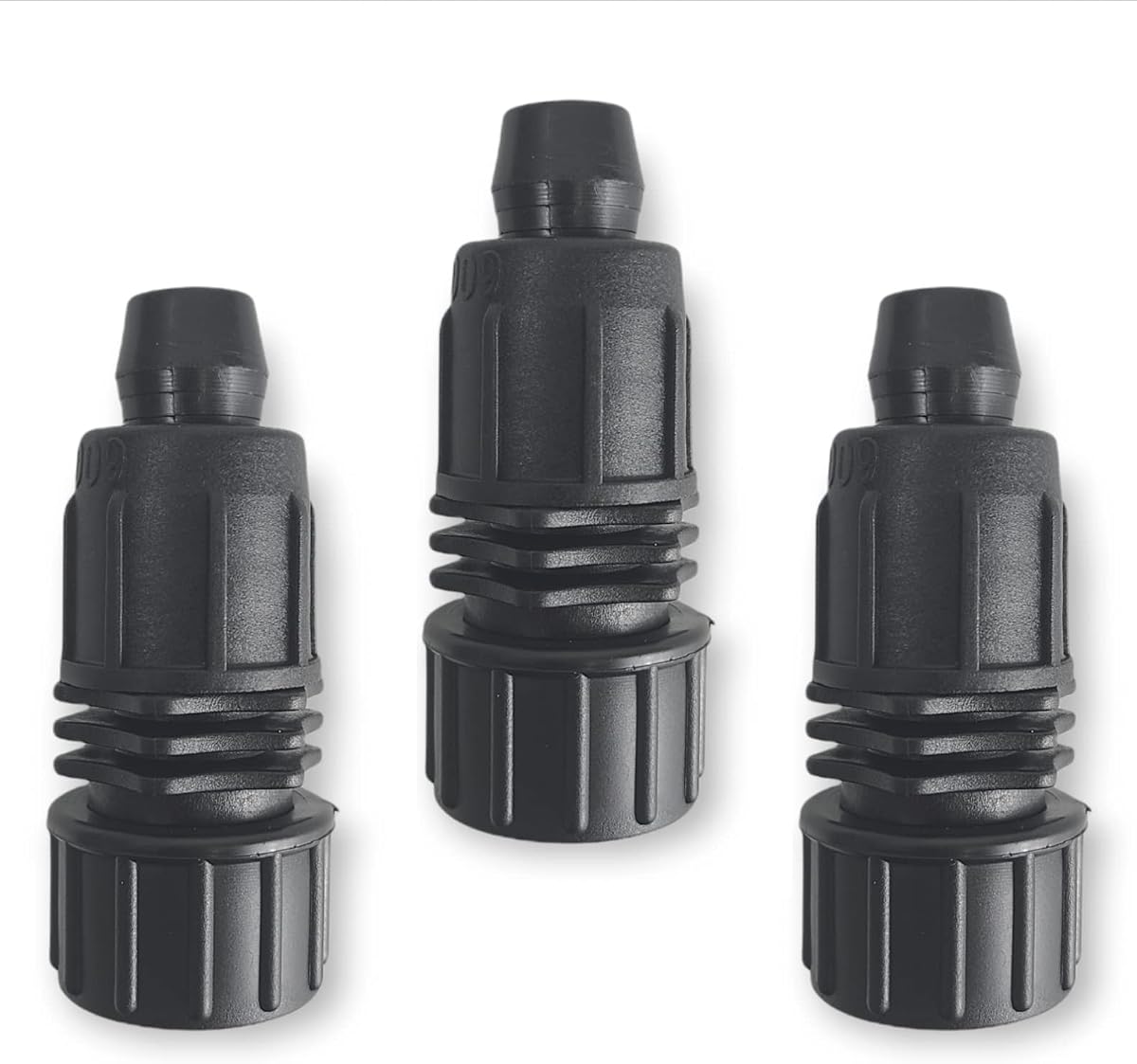 Paquete de 3 tubos de riego por goteo de 1/2 pulgadas hechos en Estados Unidos para grifo/manguera de jardín, accesorios de conector reutilizables para la mayoría de tubos de 17 mm Rain Bird, Orbit, Dig, Toro 1/2 o 5/8 x 3/4 pulgadas FHT