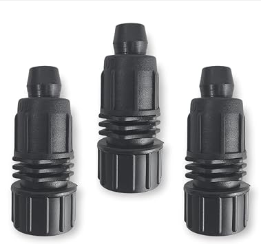 USA MADE 3-Pack 1/2 Inch Drip Irrigation Tubing to Faucet/Garden Hose Adapter - Reusable Connector Fittings for Most 17mm Rain Bird, Orbit, Dig, Toro 1/2 or 5/8 Tubing x 3/4" FHT