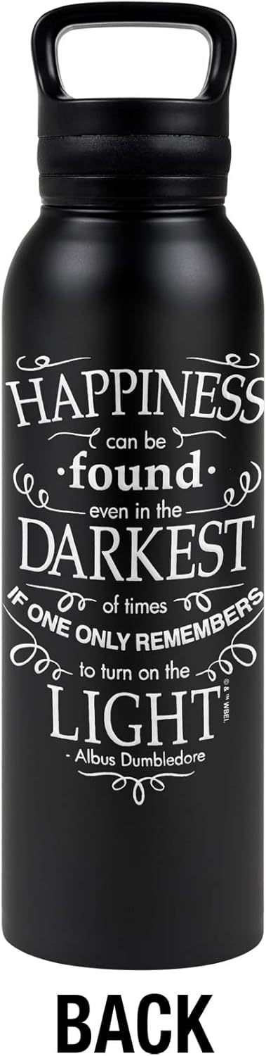 Harry Potter OFFICIAL Happiness 24 oz Insulated Canteen Water Bottle, Leak Resistant, Vacuum Insulated Stainless Steel with Loop Cap