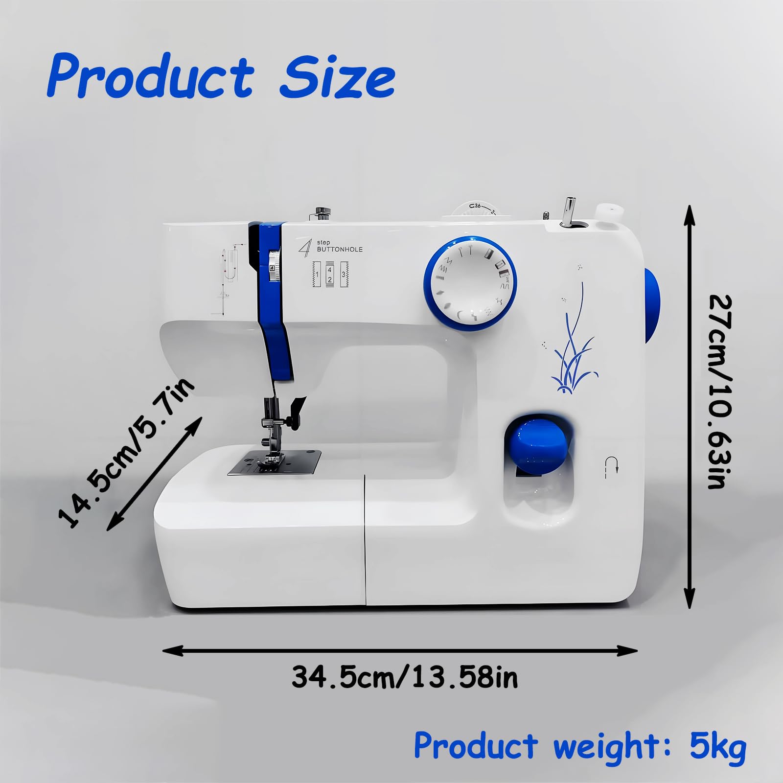 Macchina da cucire con 12 schemi di punto, macchina da cucire elettrica portatile con punto inverso, perfetta per abbigliamento, federe e progetti domestici