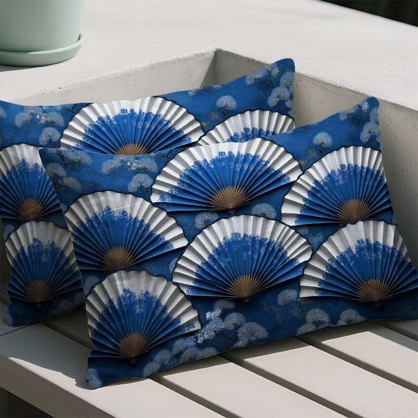 Housse de coussin en lin imperméable bleu marine double face style rétro - 2