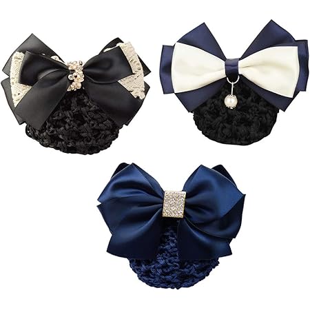 Amazon Co Jp Frcolor シニヨンネット リボン バレッタ 髪束ねネット パール ネット付 お団子ネット ヘアアクセサリー 髪飾り 髪留め おしゃれ 3個セット ジュエリー