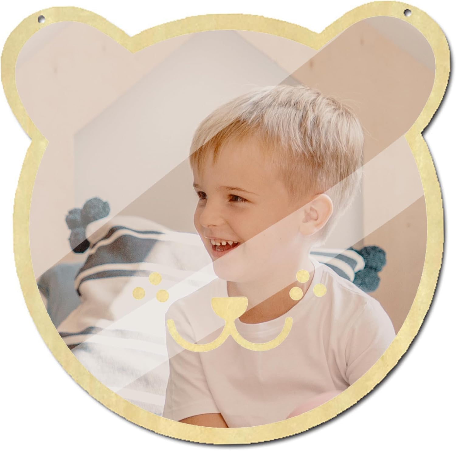 Acrylic Mirror, Cute Bear Shape Self-Adhesive Safe Children's Mirror for Children's Room, Bathroom
