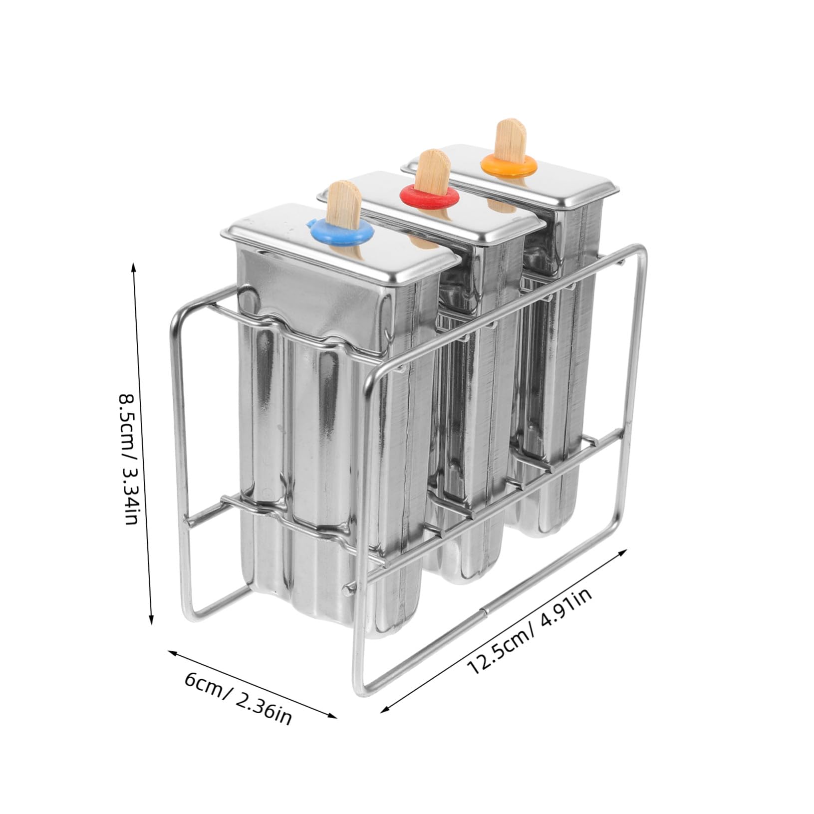 Uonlytech Moldes De Acero Inoxidable Para Paletas Heladas Caseras 3 Piezas Soporte Resistente Desmolde Rápido Para Niños y Uso En Congelador Doméstico