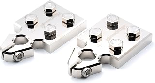 ILL Customz 4 Spot Battery Terminal Distribution Block 8AWG up to 4/0(XL) Lug Style SAE Top Post Heavy Duty Electrical Grade Aluminum Pair