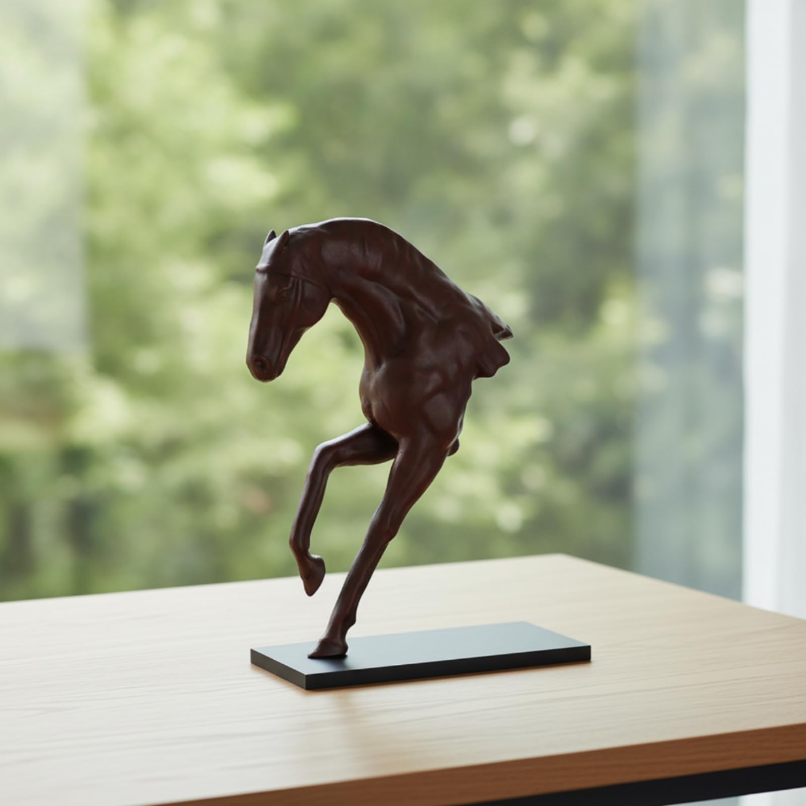 Qianly Scultura di Cavallo Stabile Busto di Cavallo con Base Compatto Statuetta con Base per Soggiorno, Moderno Semplice, Scultura Di Cavallo A Mezzo Corpo Effetto Invecchiato