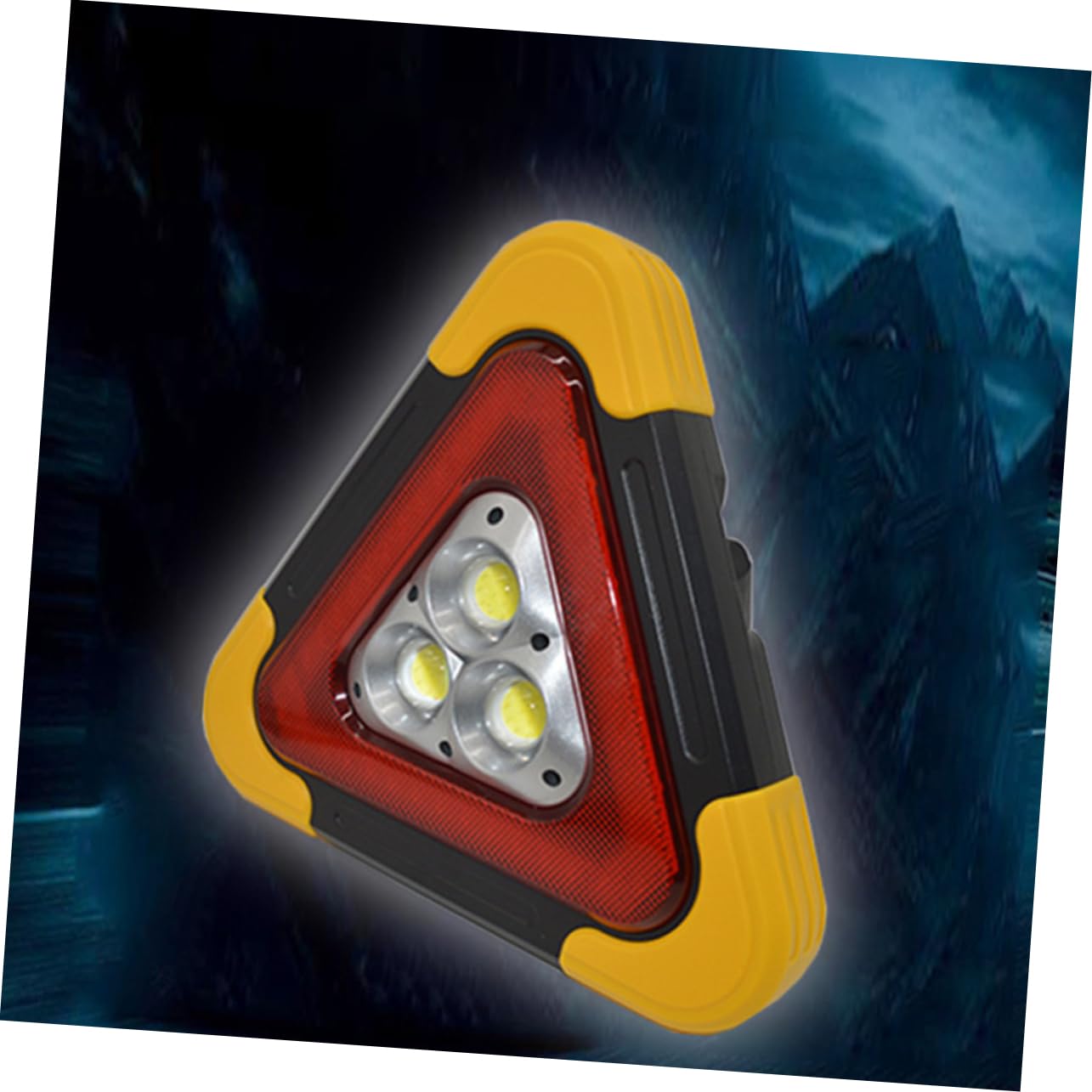 Amosfun Luz Triangular de Emergencia LED Grande 1 Unidad Soporte Ajustable 180° para Coche Uso Nocturno Intermitente Seguridad Vial Vehículos
