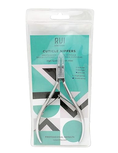 Miniatura 8 de Rui Smiths Pinzas de cutícula de acero al carbono, mango francés profesional de acero al carbono, mandíbula de 0.236 in, doble resorte