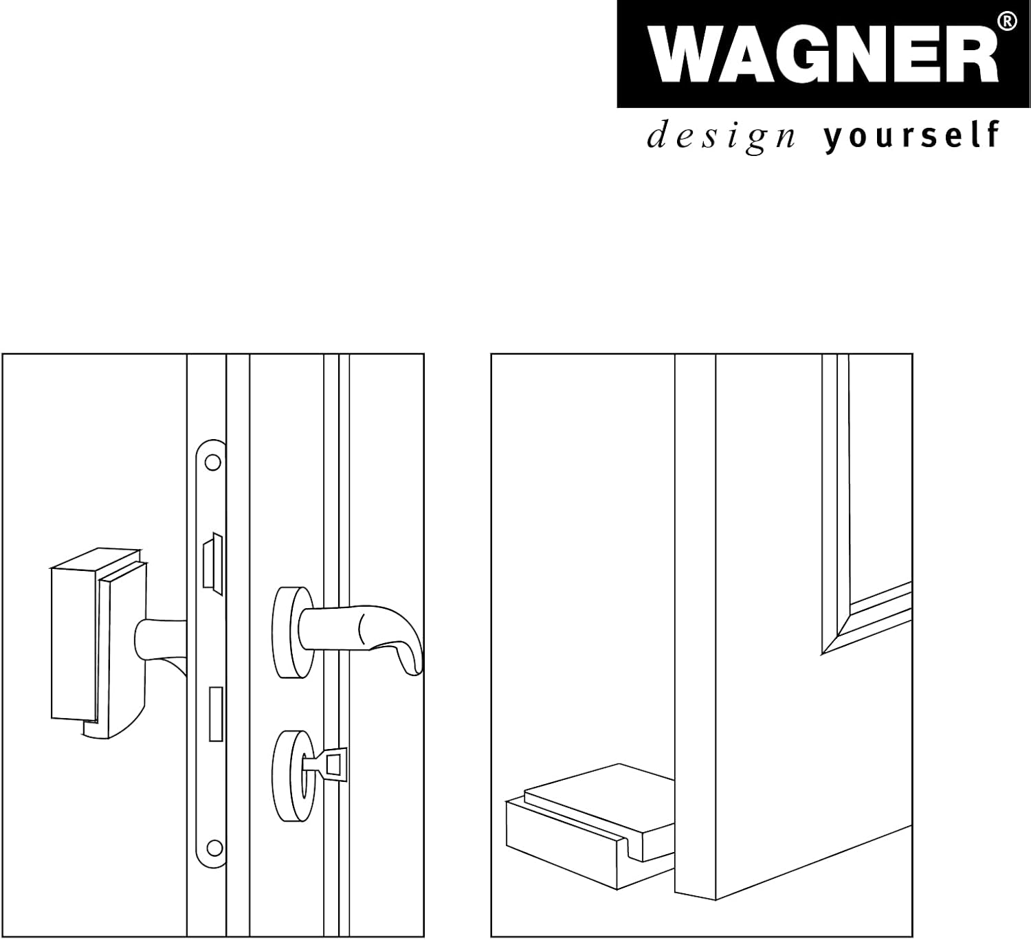 Wagner Doorstop 2in1 Screw OR Glue Floor & Wall - 47 x 40 x 13 mm, Stroke Bumper Made of die-cast zinc with Stainless Steel Look + Soft Black Thermostatic Rubber - 15515911