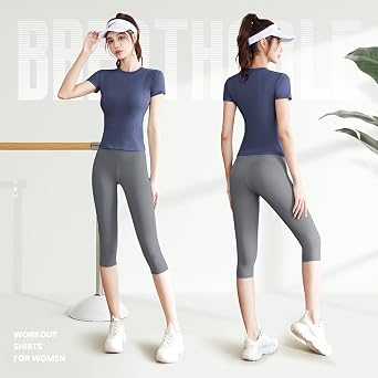 Workout Tops for Women Short Sleeve Athletic Tees Lightweight Quick Dry Yoga Gym Running Shirts
