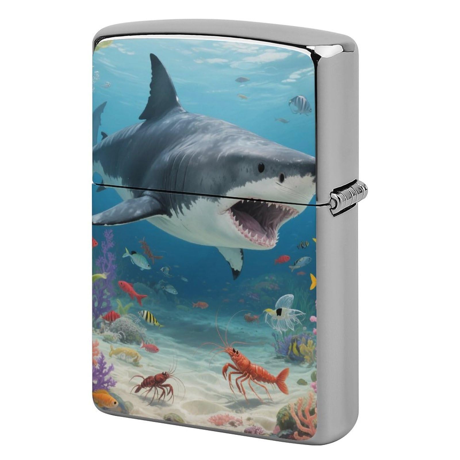 Sharks Lighter Case Cover Vintage Metal Lighter Sleeve Reusable Lighter Protective Cover Decorative Lighter Holder Birthday Gifts for Men Women
