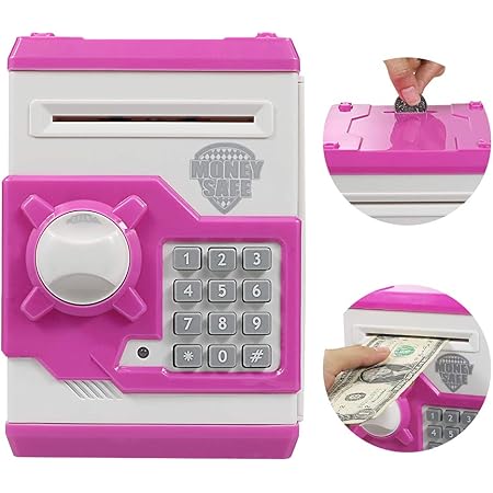 Amazon 貯金箱 ダイヤルロック式 お札 硬貨 マイパーソナル プレゼント 誕生日 赤 貯金箱 おもちゃ