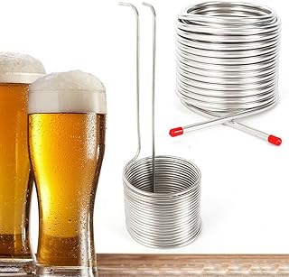 Wort Chiller, Stainless Steel Tubing Coil for Ice Bath Beer Brewing Tubing Coil with Pipe Caps Water Cooler Equipment Beer Cooling Pipes for 12.7Qt Beers Holding Tanks Beers Fermenters