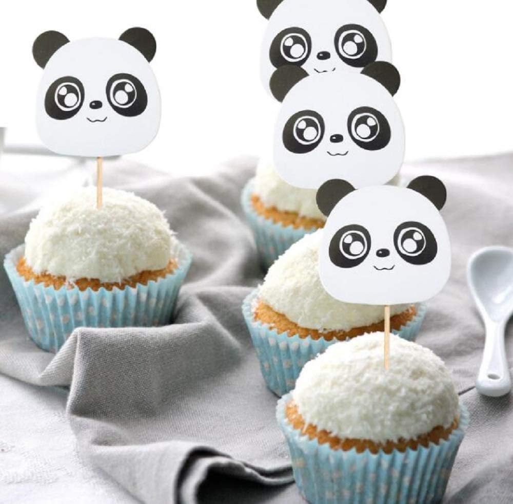 24pcs Panda Cupcake Toppers Cupcake Picks Food Fruit Picks for Birthday Cake Decorations